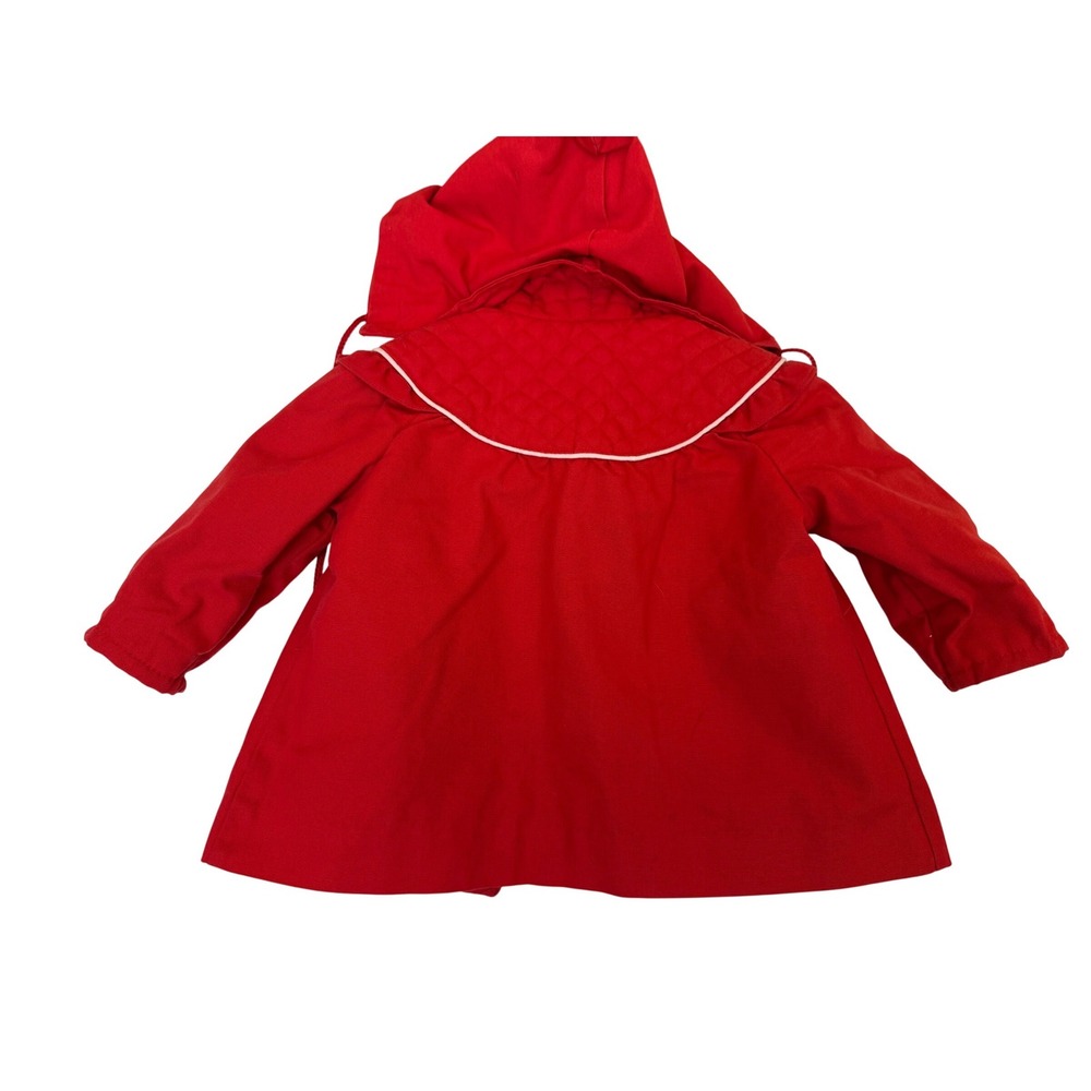 Vtg LONDON FOG Red Quilted Coat Jacket Floral Embroidery Detachable Hood Size 2 - Picture 14 of 14